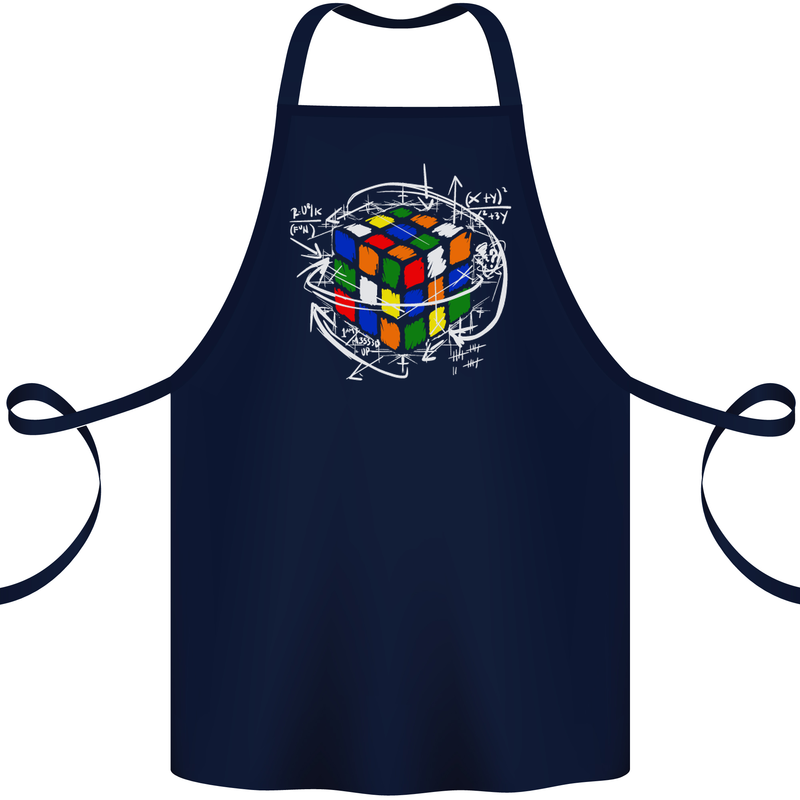 Rubix Cube Equation Funny Puzzle Enigma Cotton Apron 100% Organic Navy Blue