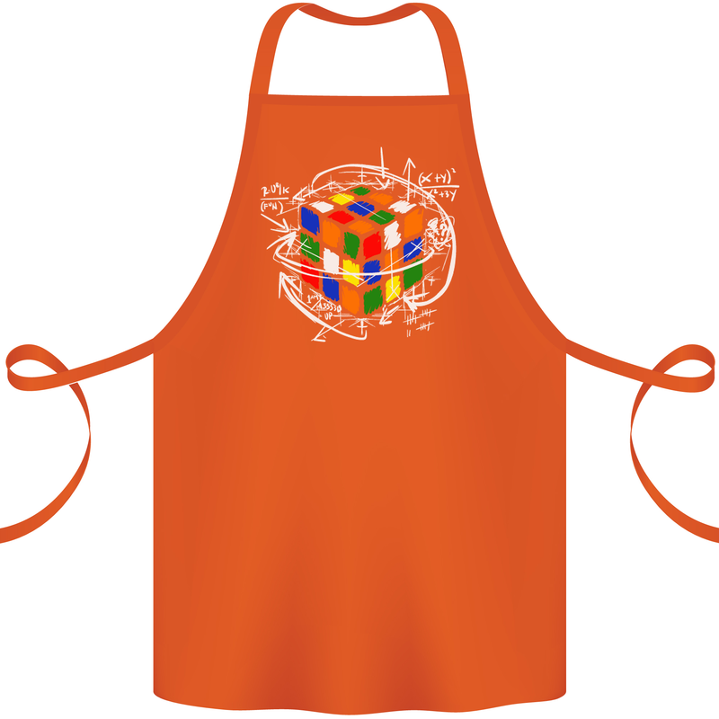 Rubix Cube Equation Funny Puzzle Enigma Cotton Apron 100% Organic Orange