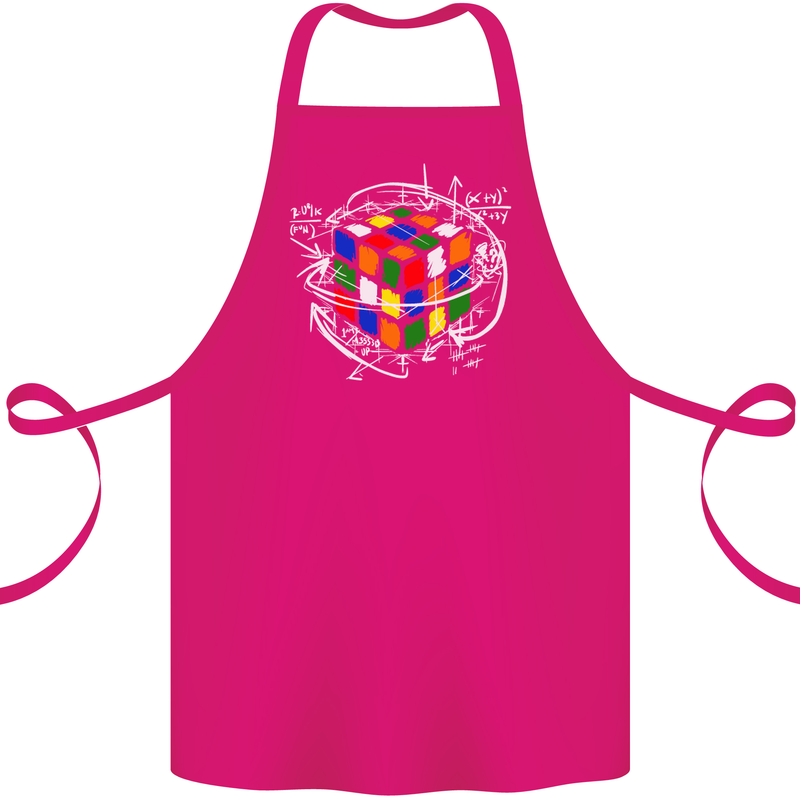 Rubix Cube Equation Funny Puzzle Enigma Cotton Apron 100% Organic Pink