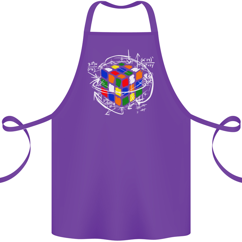 Rubix Cube Equation Funny Puzzle Enigma Cotton Apron 100% Organic Purple