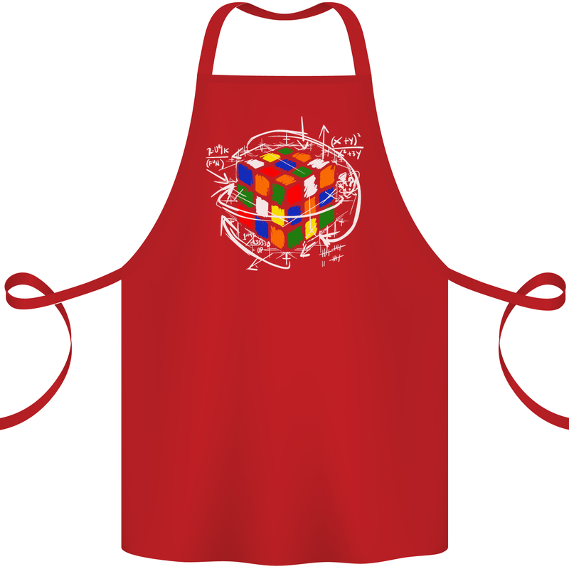 Rubix Cube Equation Funny Puzzle Enigma Cotton Apron 100% Organic Red