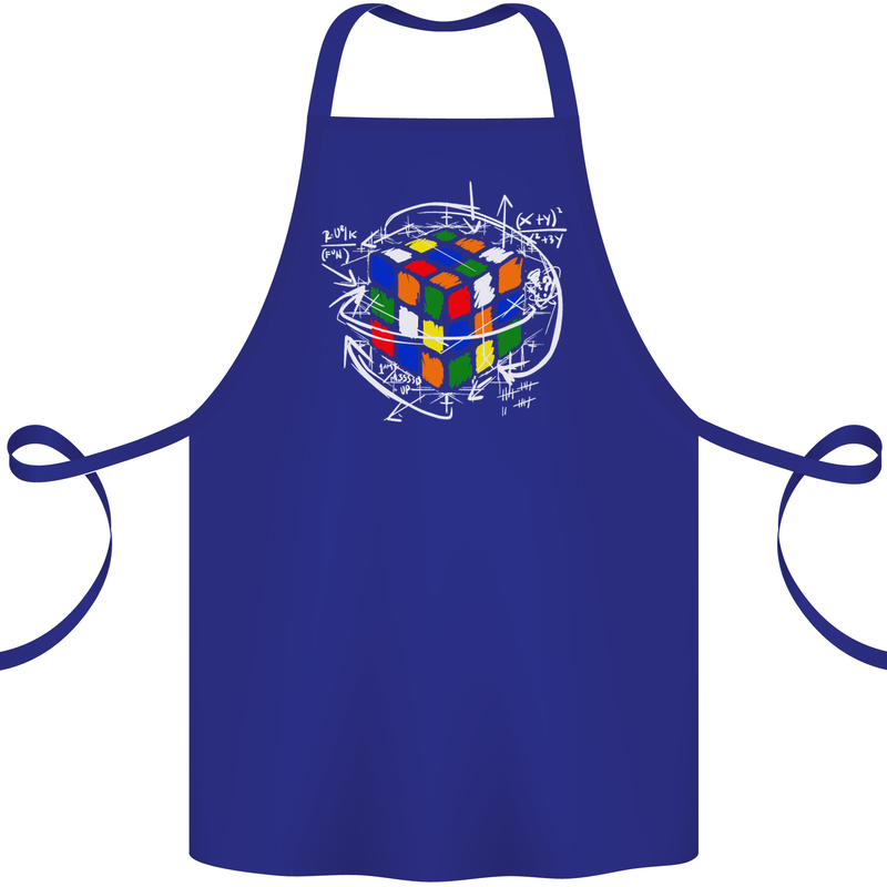 Rubix Cube Equation Funny Puzzle Enigma Cotton Apron 100% Organic Royal Blue