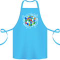 Rubix Cube Equation Funny Puzzle Enigma Cotton Apron 100% Organic Turquoise