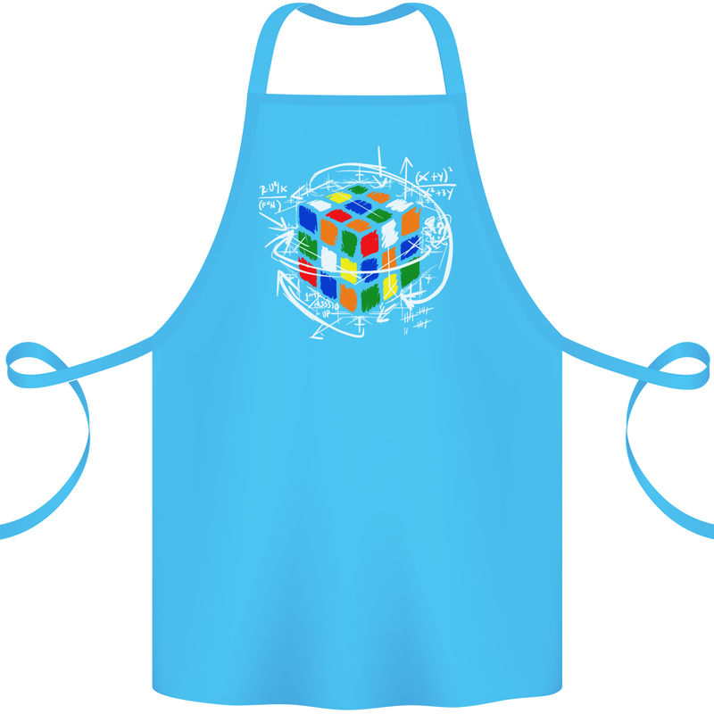 Rubix Cube Equation Funny Puzzle Enigma Cotton Apron 100% Organic Turquoise