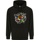 Rubix Cube Equation Funny Puzzle Enigma Mens 80% Cotton Hoodie Black