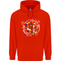 Rubix Cube Equation Funny Puzzle Enigma Mens 80% Cotton Hoodie Bright Red