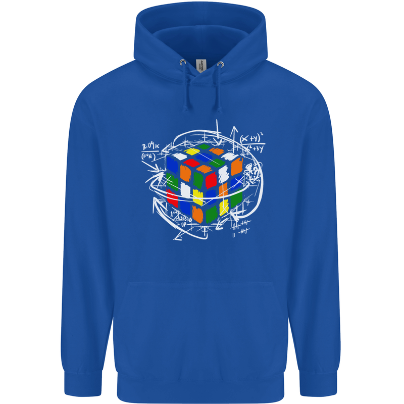Rubix Cube Equation Funny Puzzle Enigma Mens 80% Cotton Hoodie Royal Blue