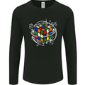 Rubix Cube Equation Funny Puzzle Enigma Mens Long Sleeve T-Shirt Black