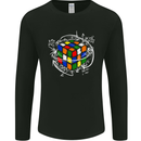 Rubix Cube Equation Funny Puzzle Enigma Mens Long Sleeve T-Shirt Black