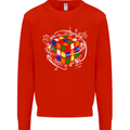Rubix Cube Equation Funny Puzzle Enigma Mens Sweatshirt Jumper Bright Red