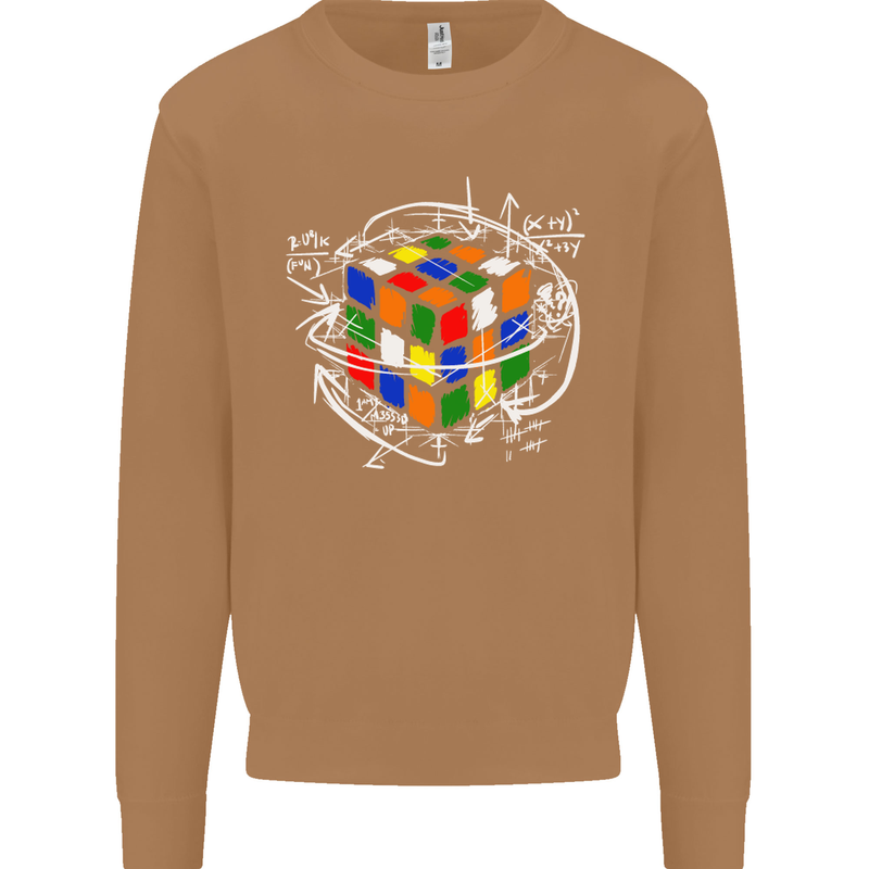 Rubix Cube Equation Funny Puzzle Enigma Mens Sweatshirt Jumper Caramel Latte