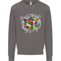 Rubix Cube Equation Funny Puzzle Enigma Mens Sweatshirt Jumper Charcoal