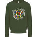 Rubix Cube Equation Funny Puzzle Enigma Mens Sweatshirt Jumper Forest Green
