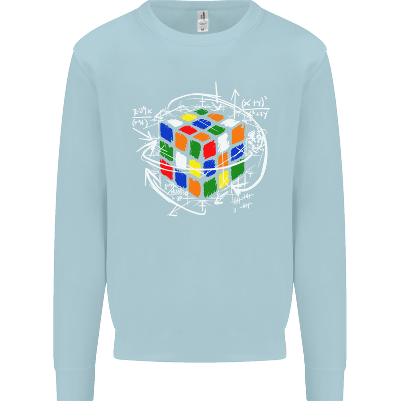 Rubix Cube Equation Funny Puzzle Enigma Mens Sweatshirt Jumper Light Blue