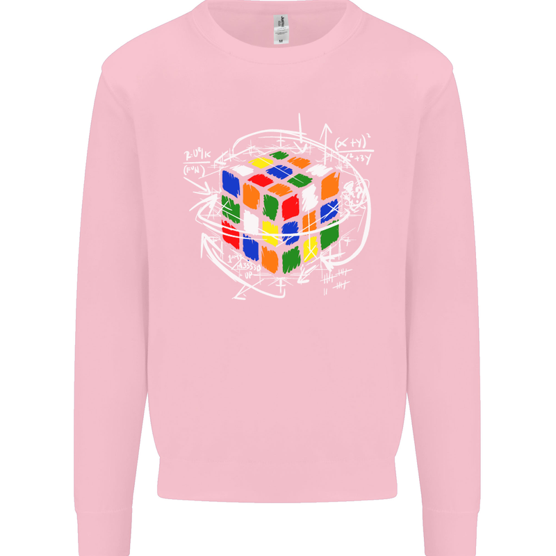 Rubix Cube Equation Funny Puzzle Enigma Mens Sweatshirt Jumper Light Pink