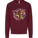 Rubix Cube Equation Funny Puzzle Enigma Mens Sweatshirt Jumper Maroon