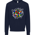 Rubix Cube Equation Funny Puzzle Enigma Mens Sweatshirt Jumper Navy Blue