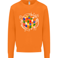 Rubix Cube Equation Funny Puzzle Enigma Mens Sweatshirt Jumper Orange