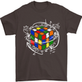 Rubix Cube Equation Funny Puzzle Enigma Mens T-Shirt Cotton Gildan Dark Chocolate
