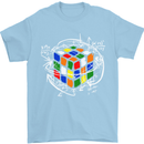 Rubix Cube Equation Funny Puzzle Enigma Mens T-Shirt Cotton Gildan Light Blue