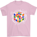 Rubix Cube Equation Funny Puzzle Enigma Mens T-Shirt Cotton Gildan Light Pink