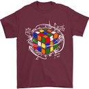 Rubix Cube Equation Funny Puzzle Enigma Mens T-Shirt Cotton Gildan Maroon