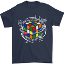 Rubix Cube Equation Funny Puzzle Enigma Mens T-Shirt Cotton Gildan Navy Blue
