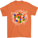 Rubix Cube Equation Funny Puzzle Enigma Mens T-Shirt Cotton Gildan Orange