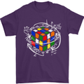 Rubix Cube Equation Funny Puzzle Enigma Mens T-Shirt Cotton Gildan Purple