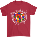 Rubix Cube Equation Funny Puzzle Enigma Mens T-Shirt Cotton Gildan Red