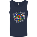 Rubix Cube Equation Funny Puzzle Enigma Mens Vest Tank Top Navy Blue