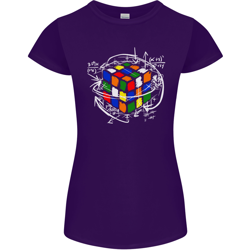 Rubix Cube Equation Funny Puzzle Enigma Womens Petite Cut T-Shirt Purple