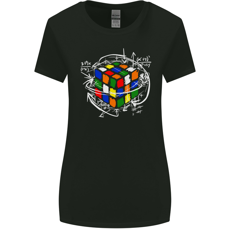 Rubix Cube Equation Funny Puzzle Enigma Womens Wider Cut T-Shirt Black