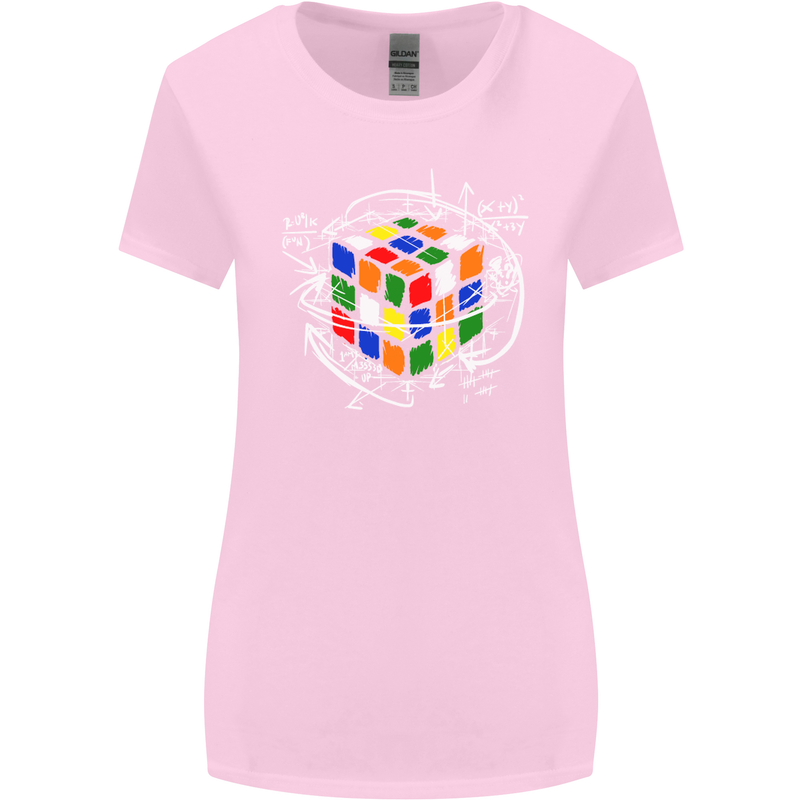 Rubix Cube Equation Funny Puzzle Enigma Womens Wider Cut T-Shirt Light Pink