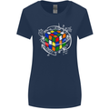 Rubix Cube Equation Funny Puzzle Enigma Womens Wider Cut T-Shirt Navy Blue
