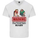Rugby May Start Talking About Funny Beer Mens V-Neck Cotton T-Shirt White