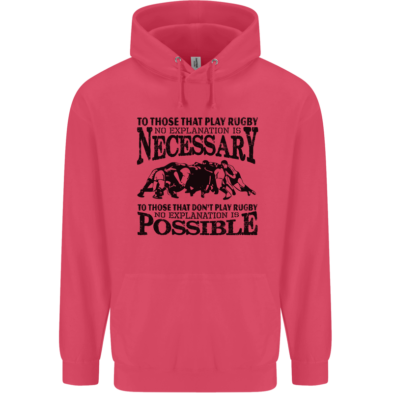 Rugby No Explanation Is Necessary Childrens Kids Hoodie Heliconia