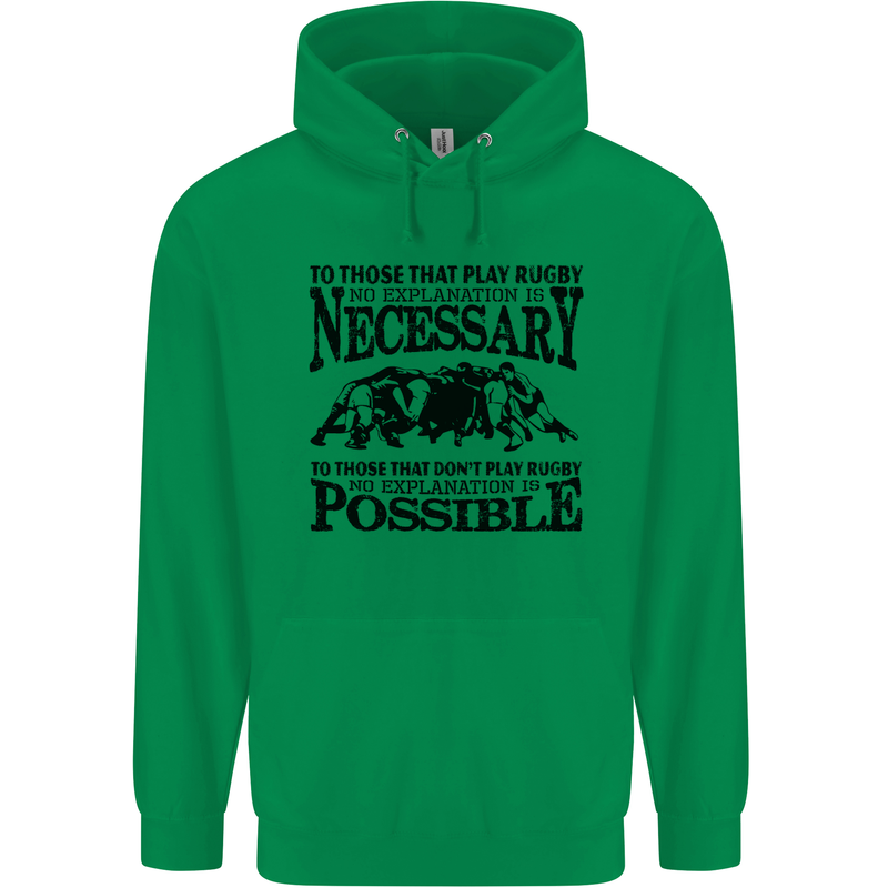 Rugby No Explanation Is Necessary Childrens Kids Hoodie Irish Green