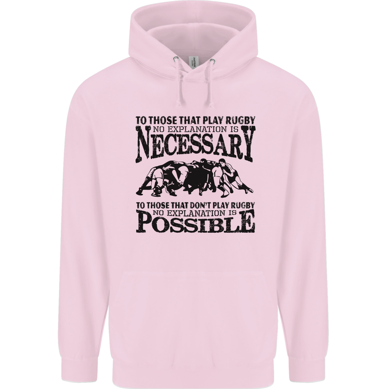 Rugby No Explanation Is Necessary Childrens Kids Hoodie Light Pink