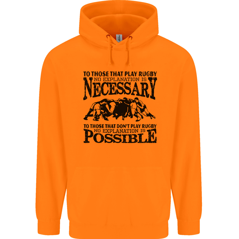 Rugby No Explanation Is Necessary Childrens Kids Hoodie Orange