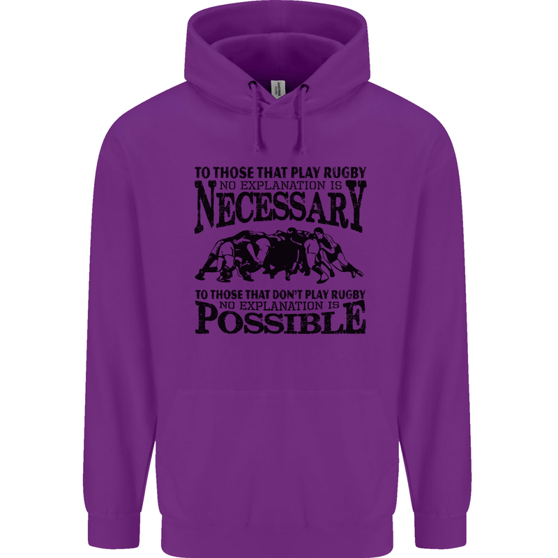 Rugby No Explanation Is Necessary Childrens Kids Hoodie Purple