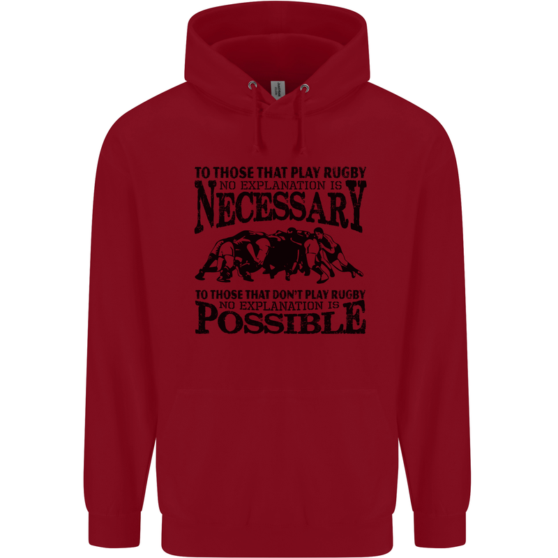 Rugby No Explanation Is Necessary Childrens Kids Hoodie Red