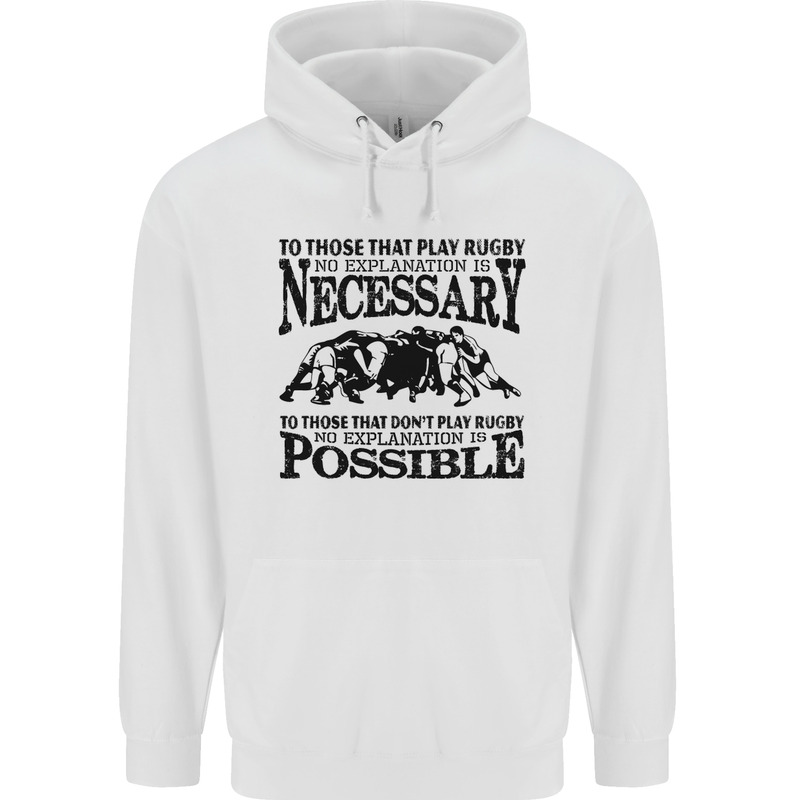 Rugby No Explanation Is Necessary Childrens Kids Hoodie White