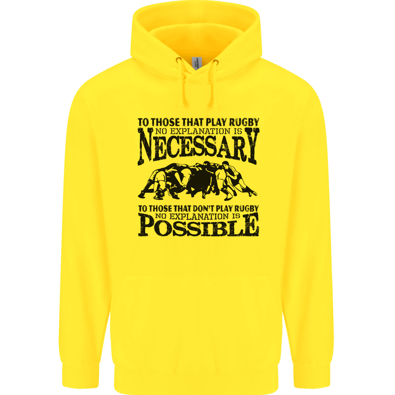 Rugby No Explanation Is Necessary Childrens Kids Hoodie Yellow