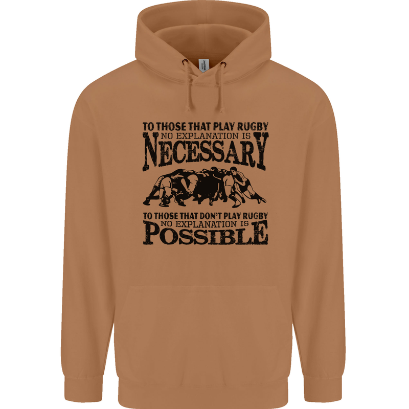 Rugby No Explanation Is Necessary Mens 80% Cotton Hoodie Caramel Latte