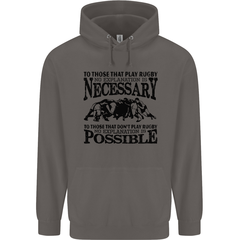 Rugby No Explanation Is Necessary Mens 80% Cotton Hoodie Charcoal