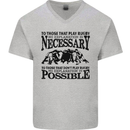 Rugby No Explanation Is Necessary Mens V-Neck Cotton T-Shirt Sports Grey