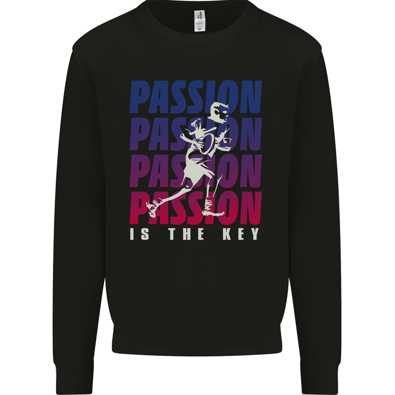 Rugby Passion Is the Key Player Union Mens Sweatshirt Jumper Black