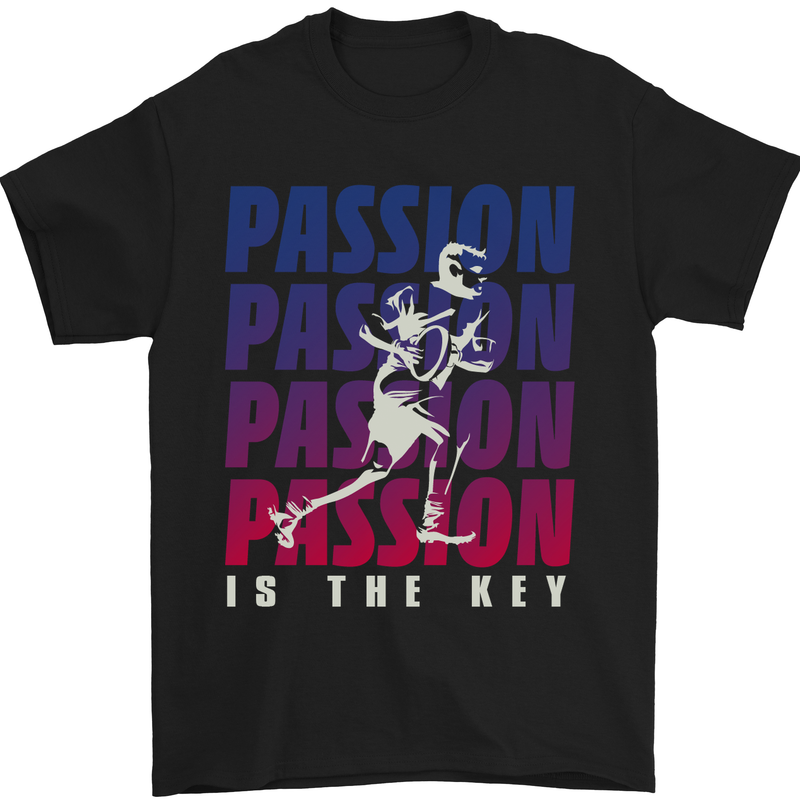 Rugby Passion Is the Key Player Union Mens T-Shirt Cotton Gildan Black