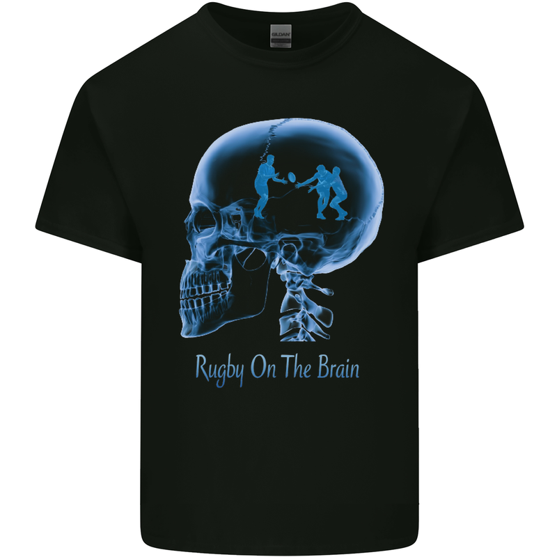 Rugby on the Brain Funny Union Player Kids T-Shirt Childrens Black